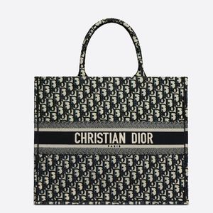 CHRISTAN DIOR oblique deep blue large tote bag